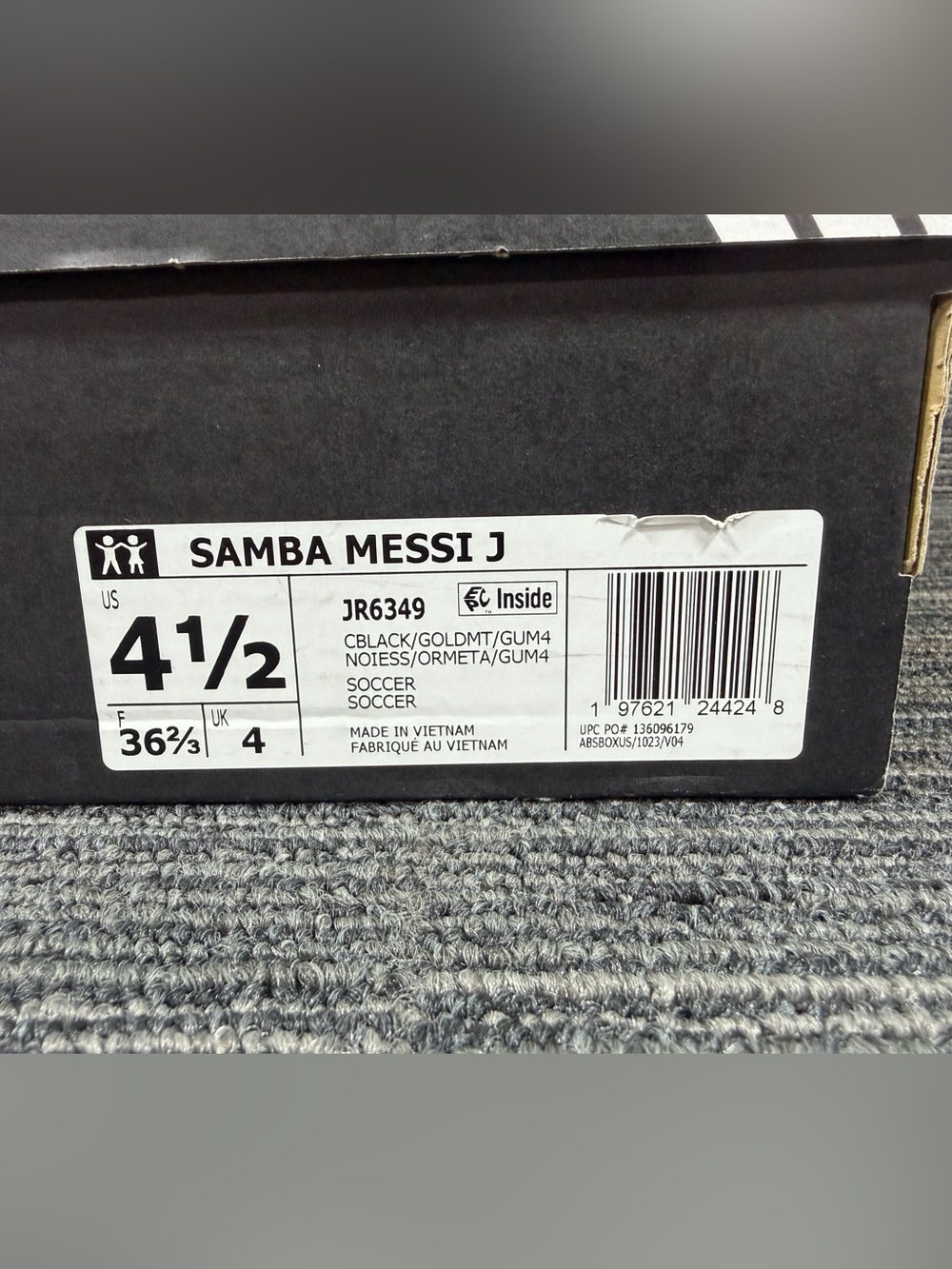 adidas Samba Messi J Black and Gold Low-Top Soccer Shoes Kids 4.5 New - Picture 10 of 10